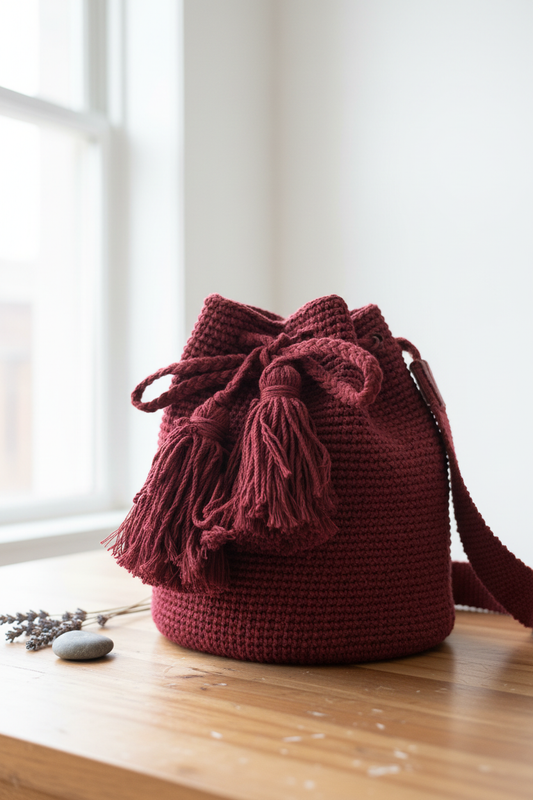 Handwoven bag in artisanal setting