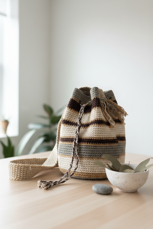 Handwoven bag in artisanal setting