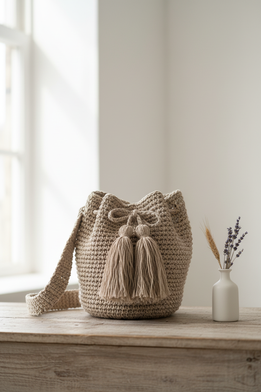 Handwoven bag in artisanal setting