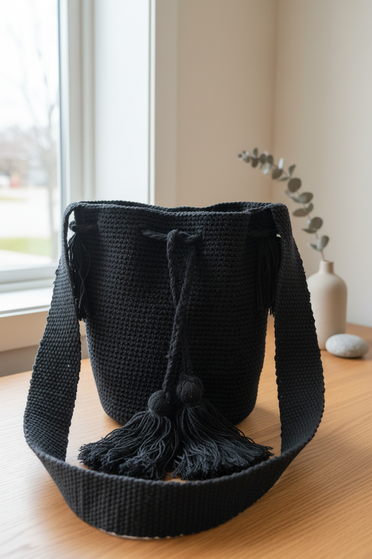 Handwoven bag in artisanal setting
